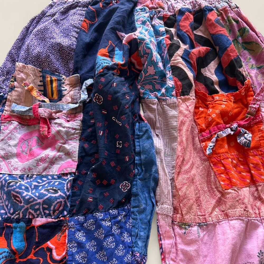 Vintage Boho Patchwork Balloon Pants |Medium Boho Hippie Whimsy Indie Maximalist - Picture 6 of 6